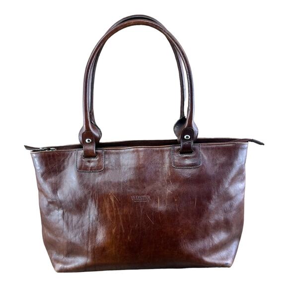 VALENTINO by Mario Authentic Top Handle Small Pebbled Leather Black Tote…